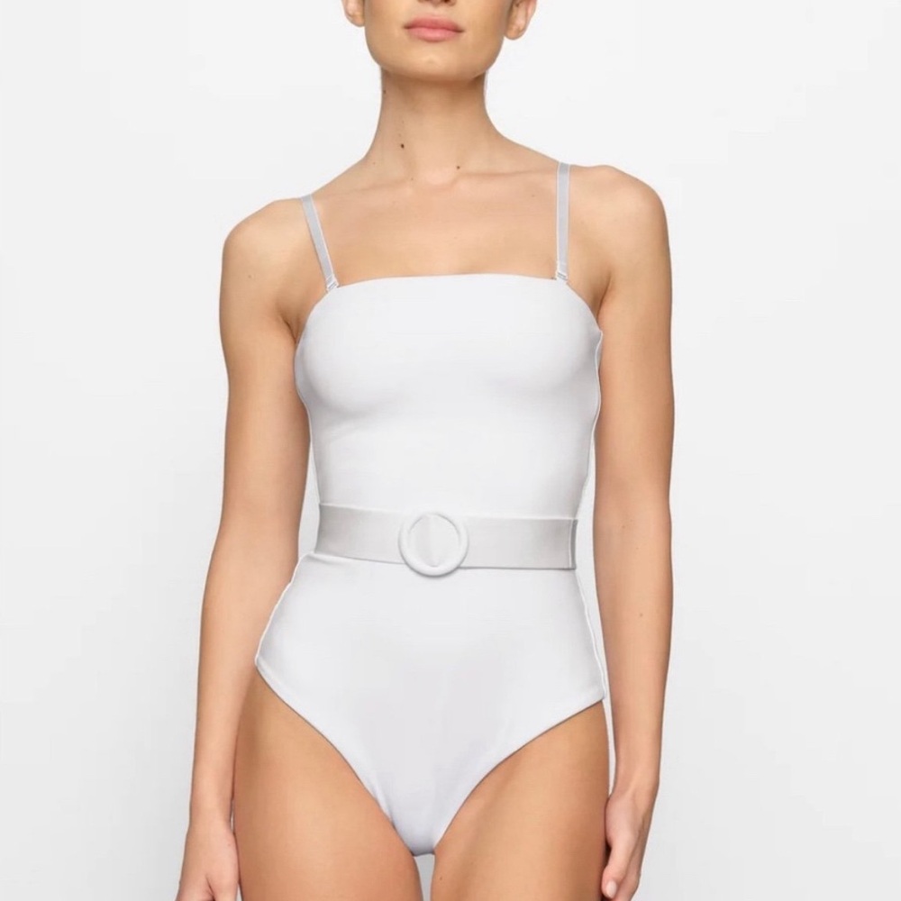 SKIMS sculpting swim strapless one piece
